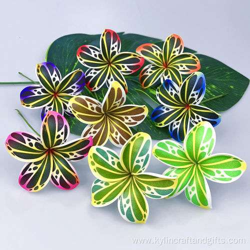 New Design Hand-made Printed Foam Plumeria Hair Pick